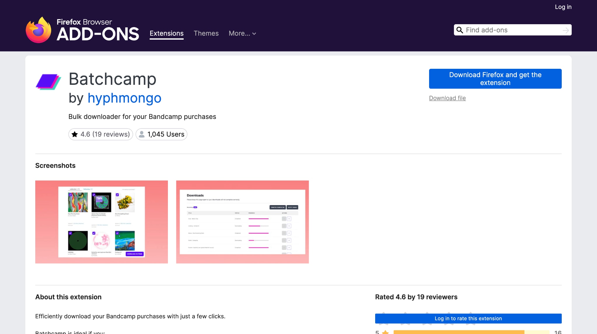 batchcamp bandcamp music downloader extension for firefox