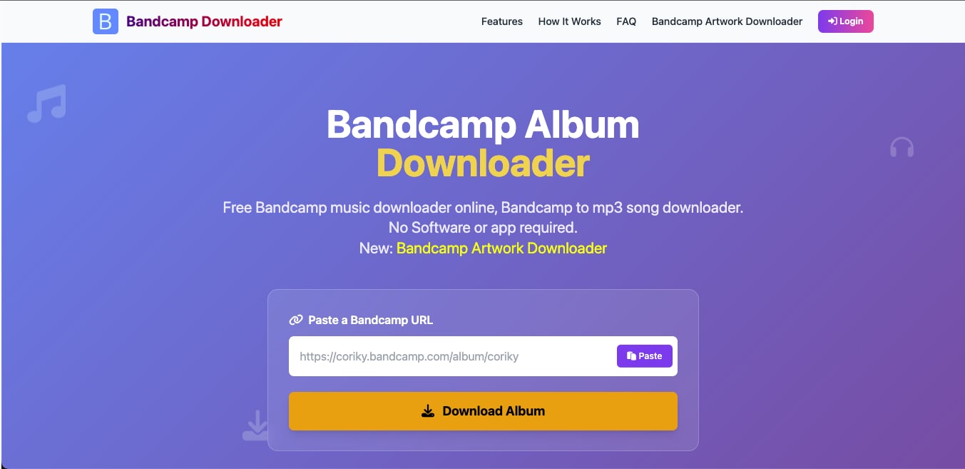 bandcamp album downloader homepage