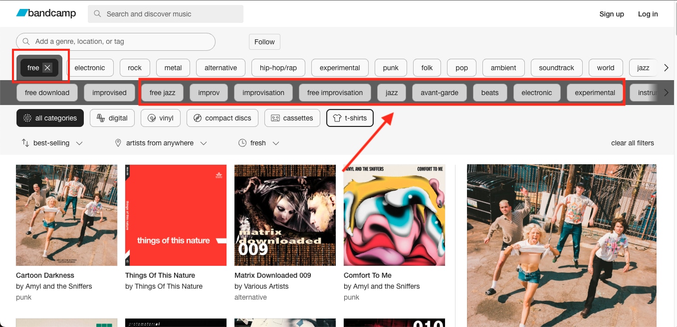 bandcamp different genre