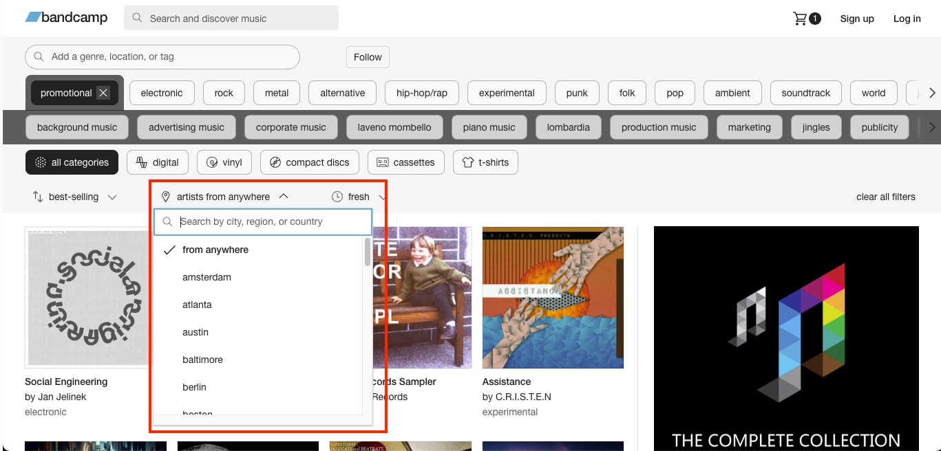 bandcamp find artists