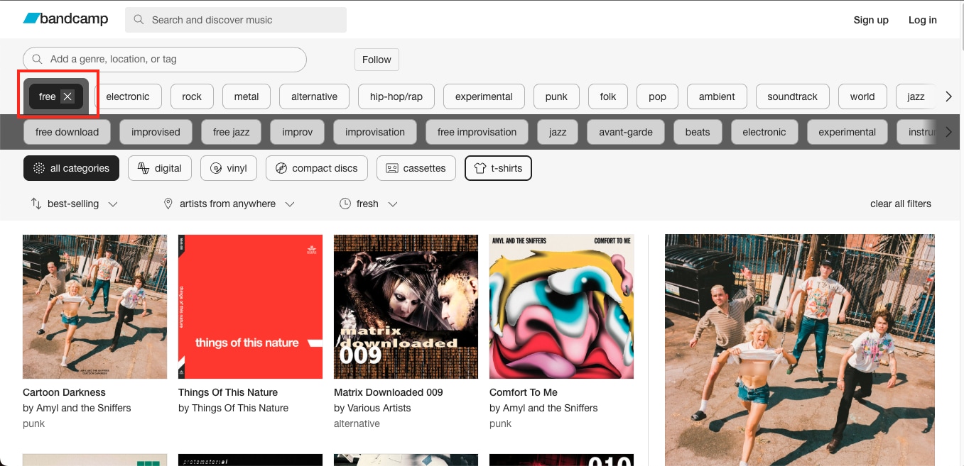 bandcamp search free music