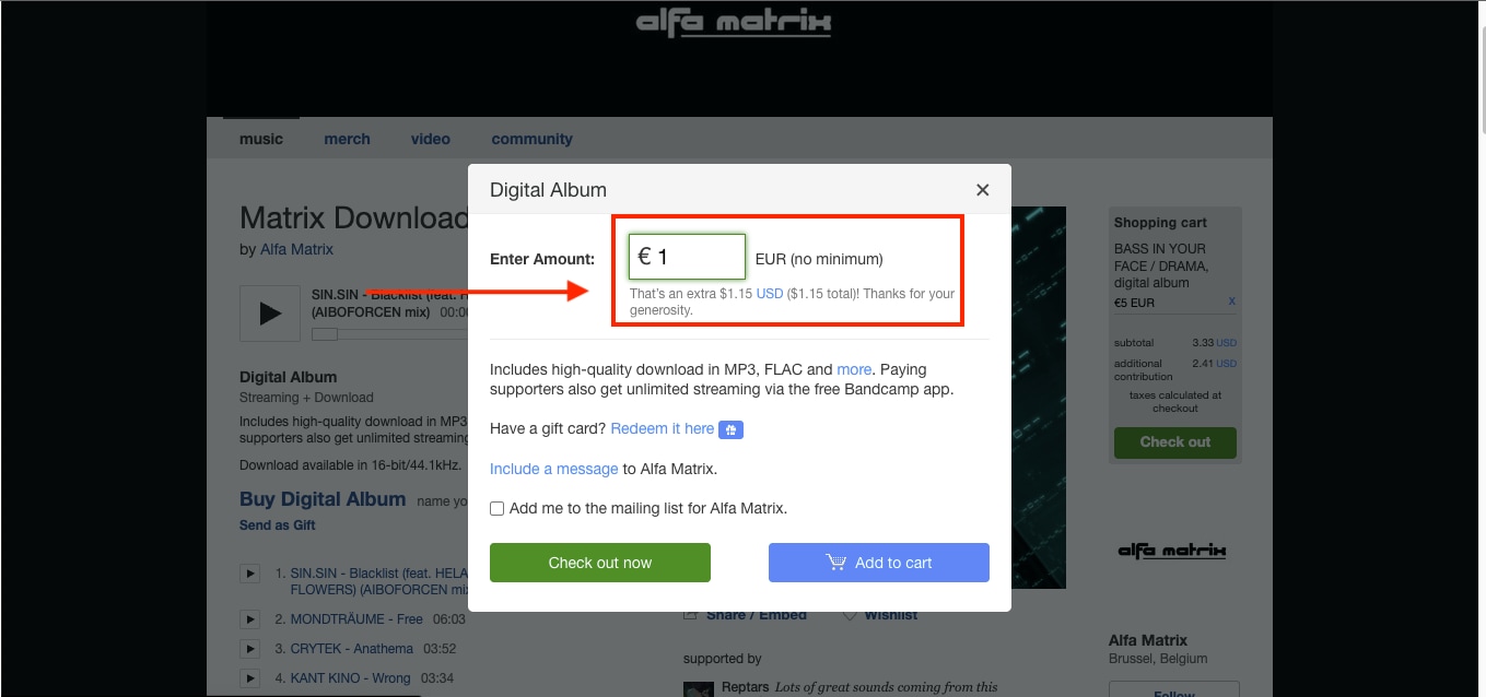 bandcamp tip artists