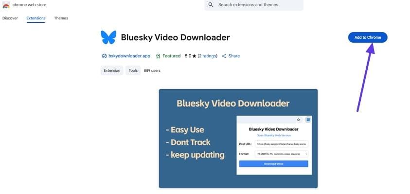 add chrome extension for downloading bluesky videos