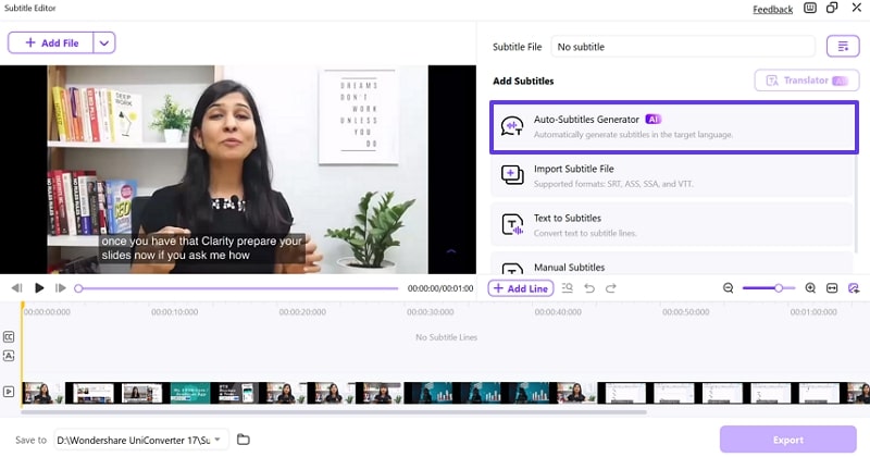 open auto subtitle generator uniconverter