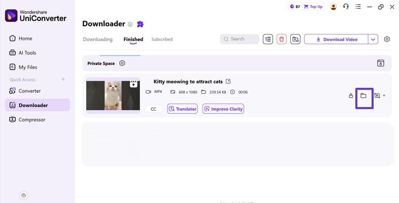 locate the downloaded file