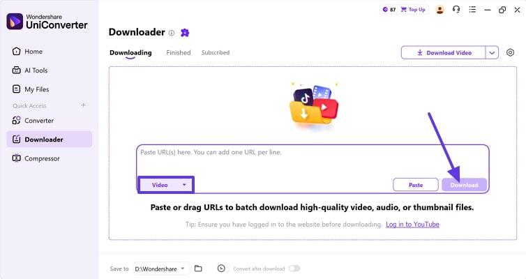 process download bluesky hd video uniconverter