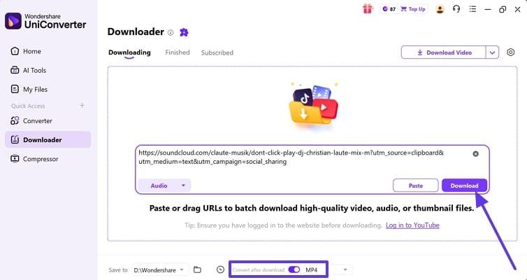soundcloud to mp4 converter uniconverter