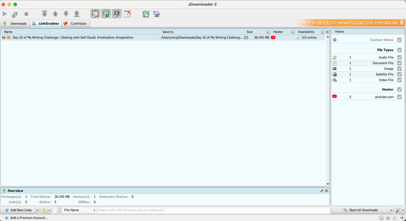 jdownloader link grabber