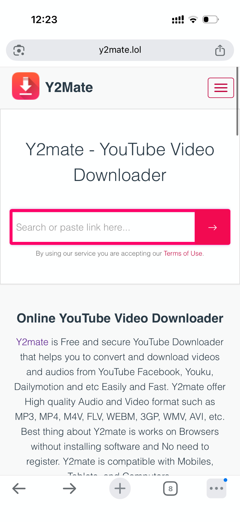 y2mate paste link