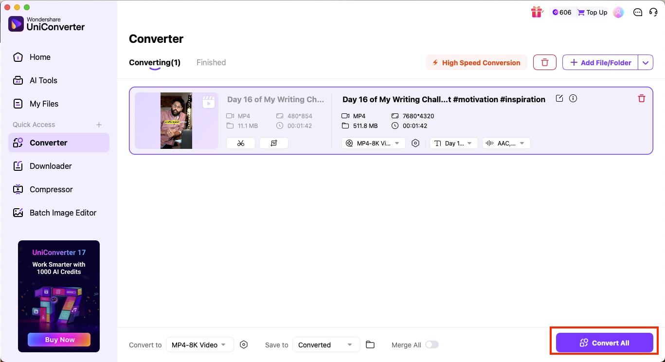 wondershare uniconverter convert all