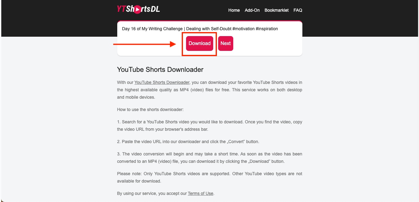 ytshortsdl download converted mp4