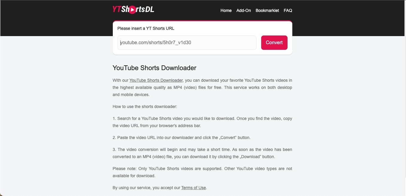ytshortsdl homepage