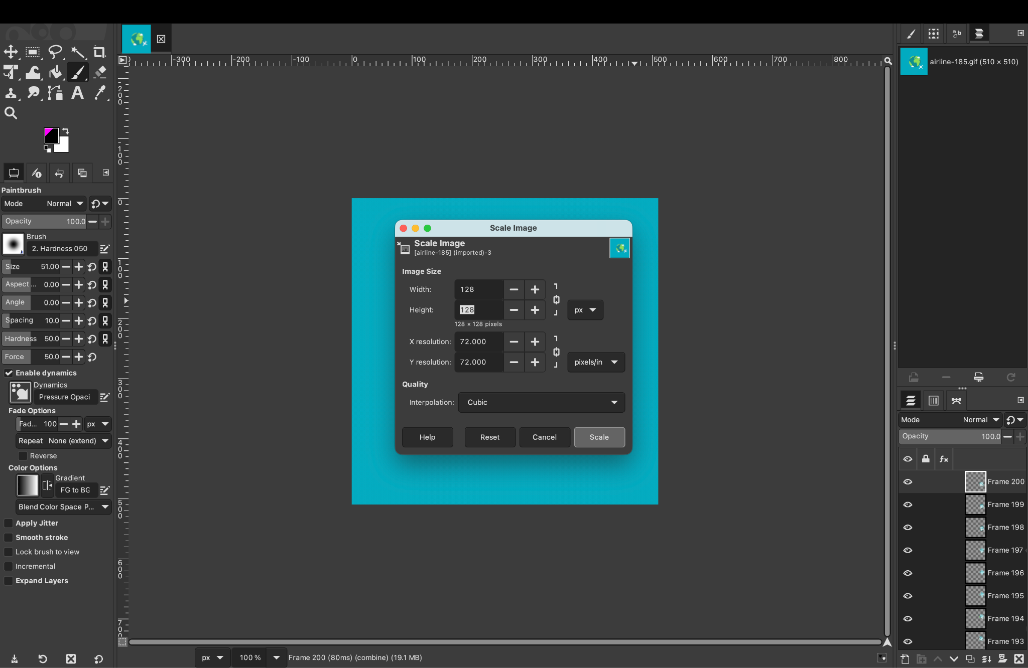 set the width and height