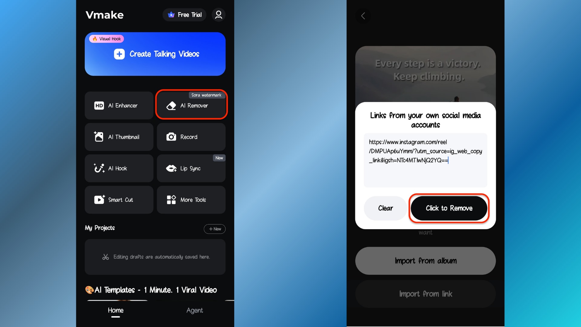 import your ig reel or ig reel link