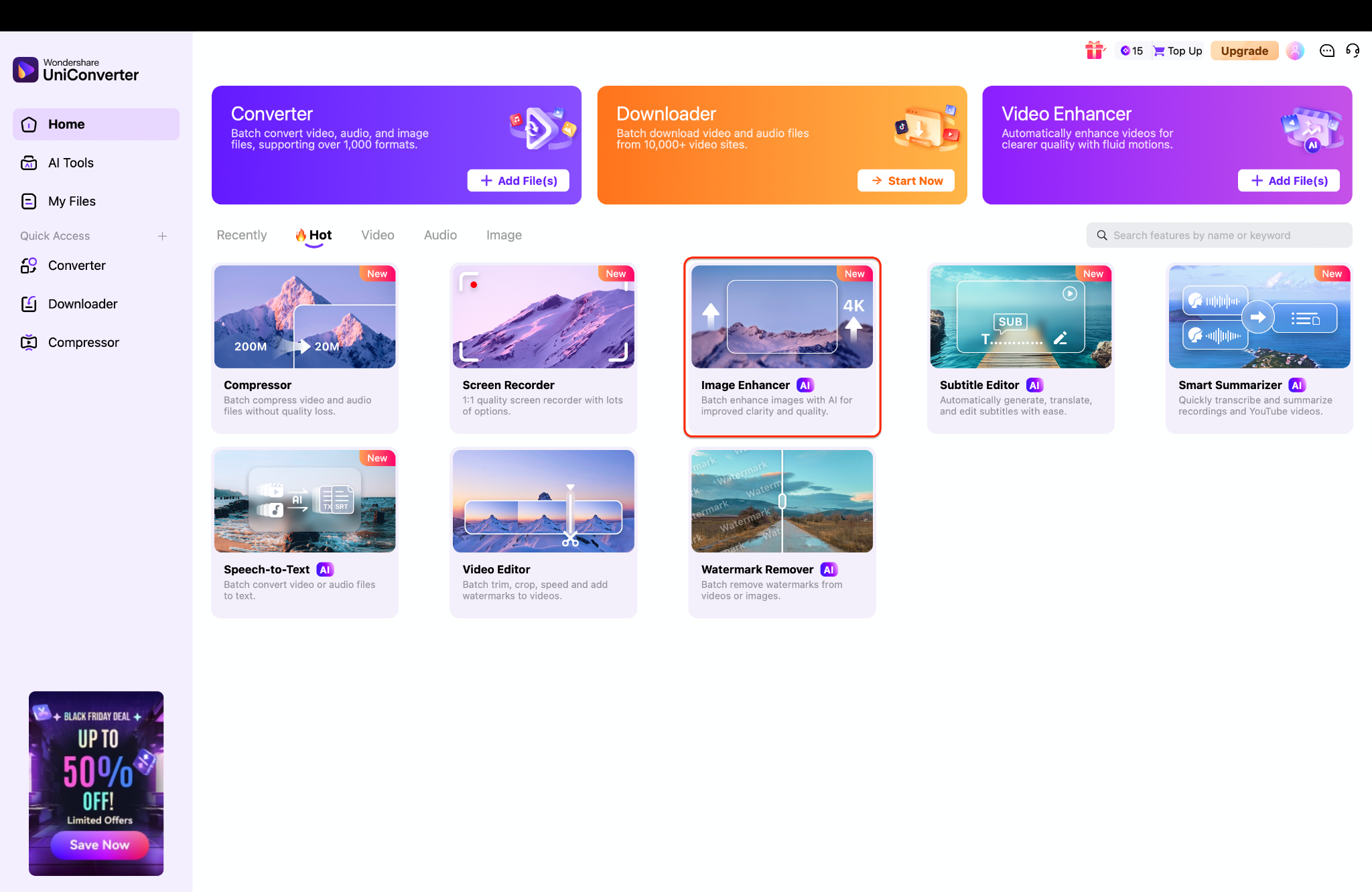 go to image enhancer and add image(s)