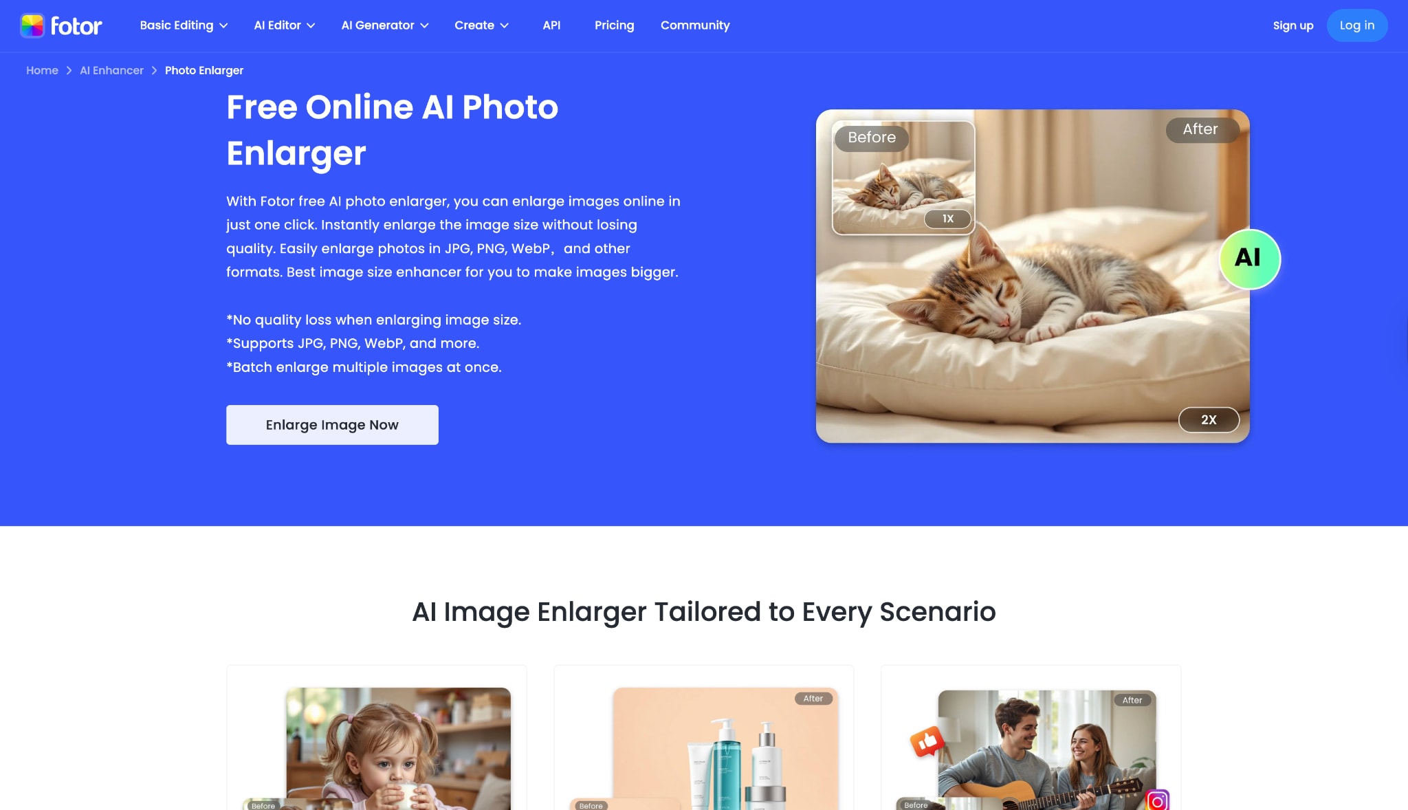 fotor ai photo enlarger interface