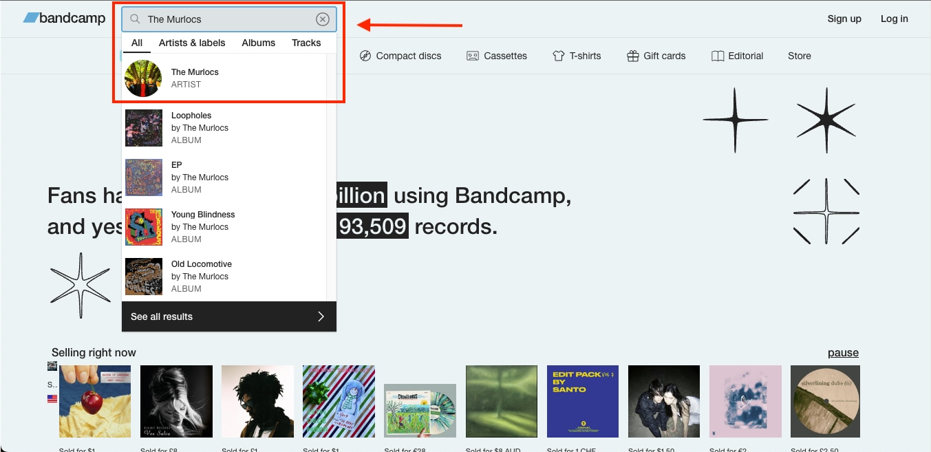 bandcamp search album
