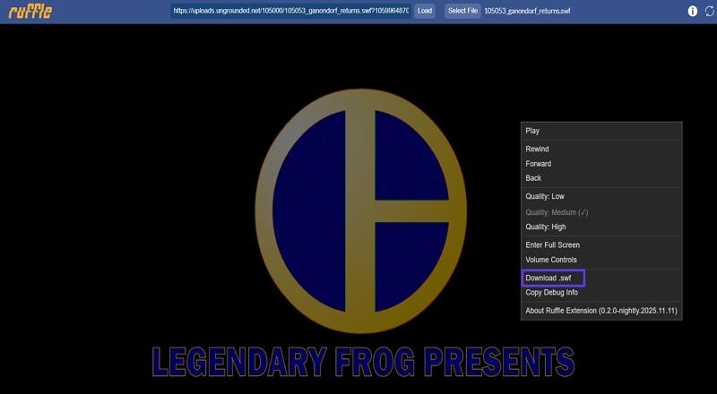 try ruffle download flash files