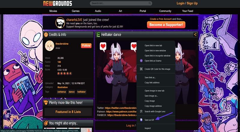 use save as gif extension gif download