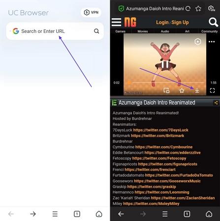try uc browser download newgrounds videos