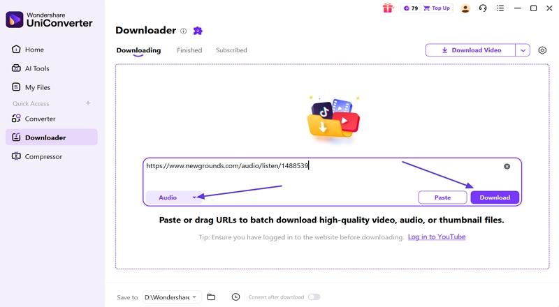 get uniconvter download newgrounds audio