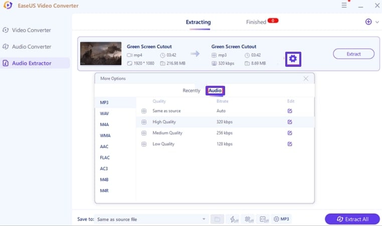 hit the desired format to convert