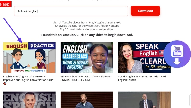 choose video to initiate downloading