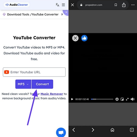 hit the convert button to initiate