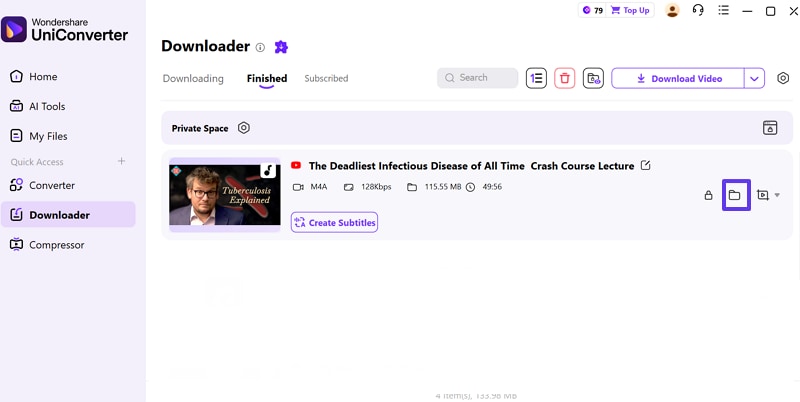 review downloaded file in interface