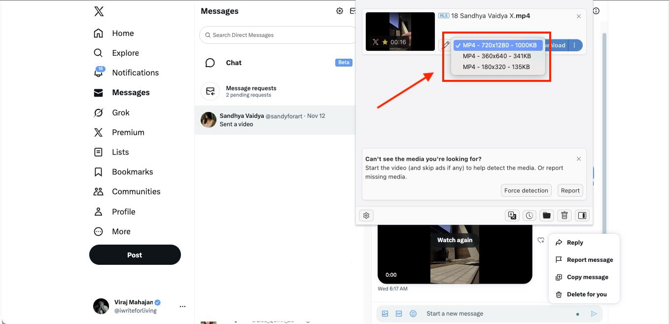 video downloadhelper download video from twitter dms