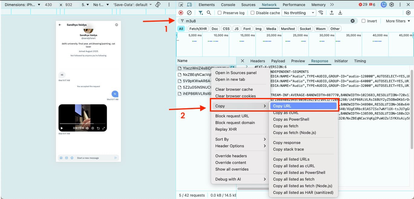 copy twitter dm video url