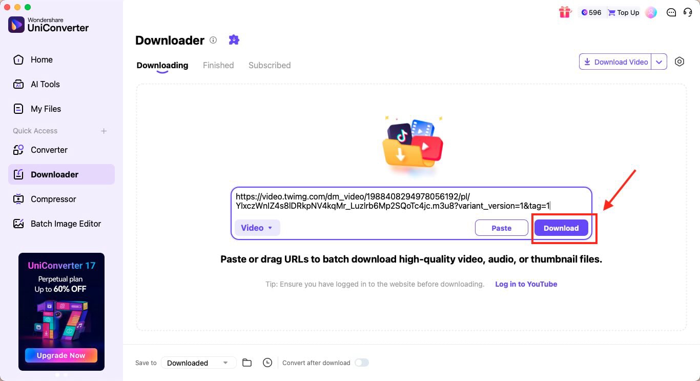 wondershare uniconverter download twitter dms video