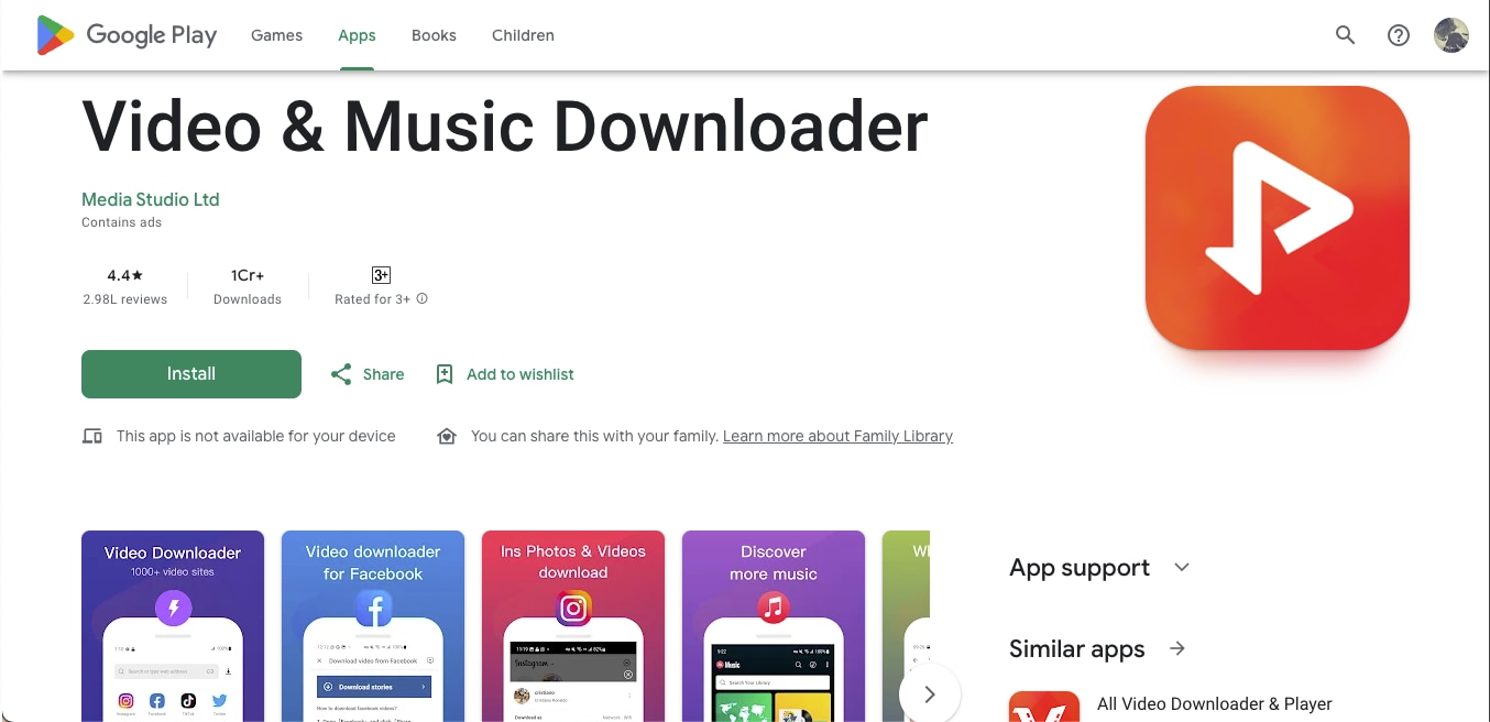 video and music downloader homepage