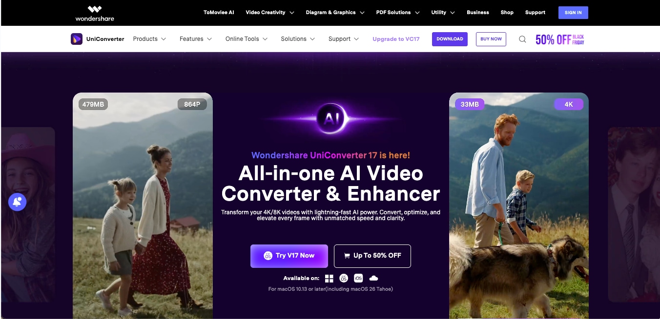 wondershare uniconverter homepage