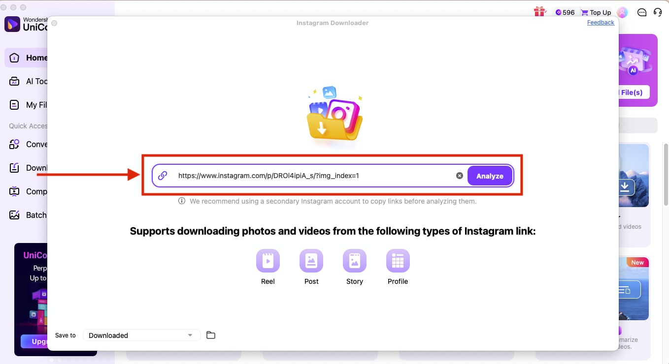 wondershare uniconverter analyze