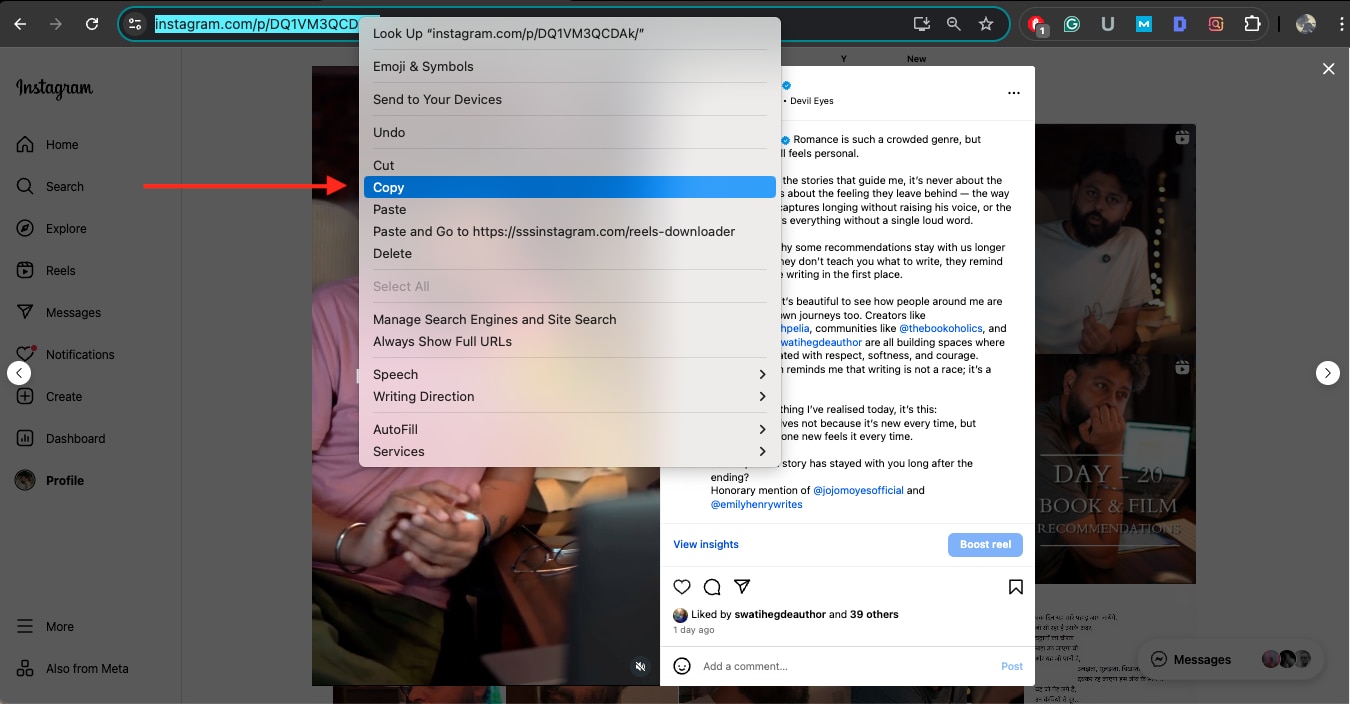 wondershare uniconverter copy instagram link