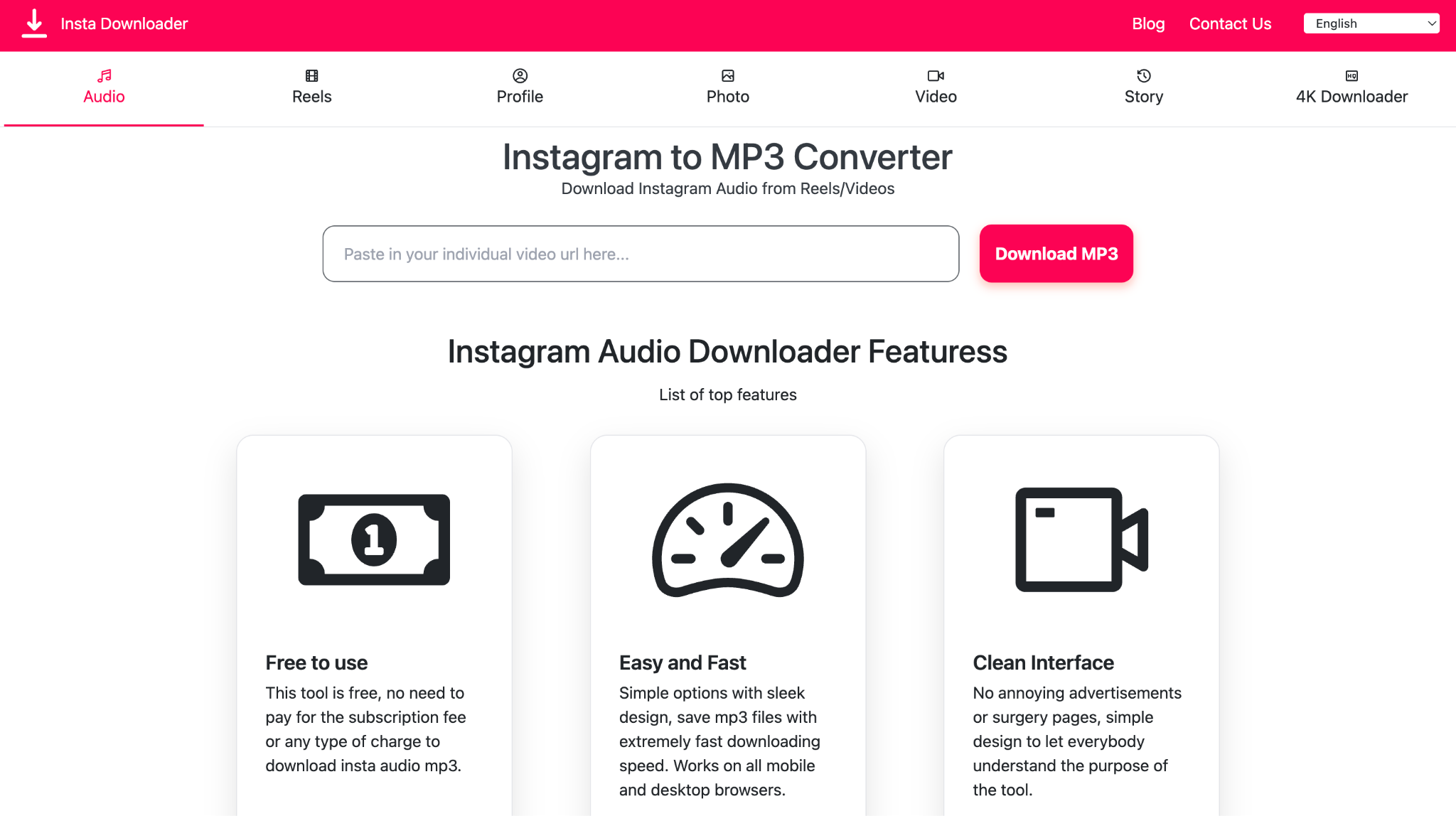 insta savetube website homepage