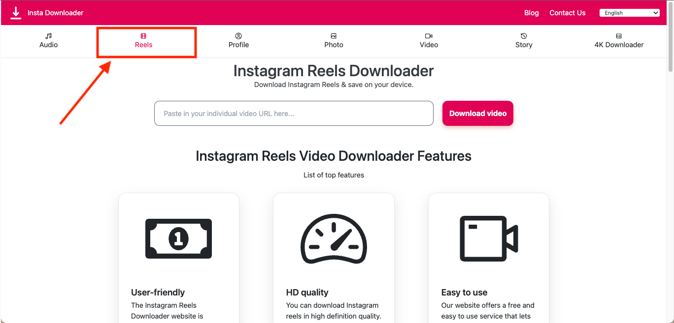 insta savetube website click reel