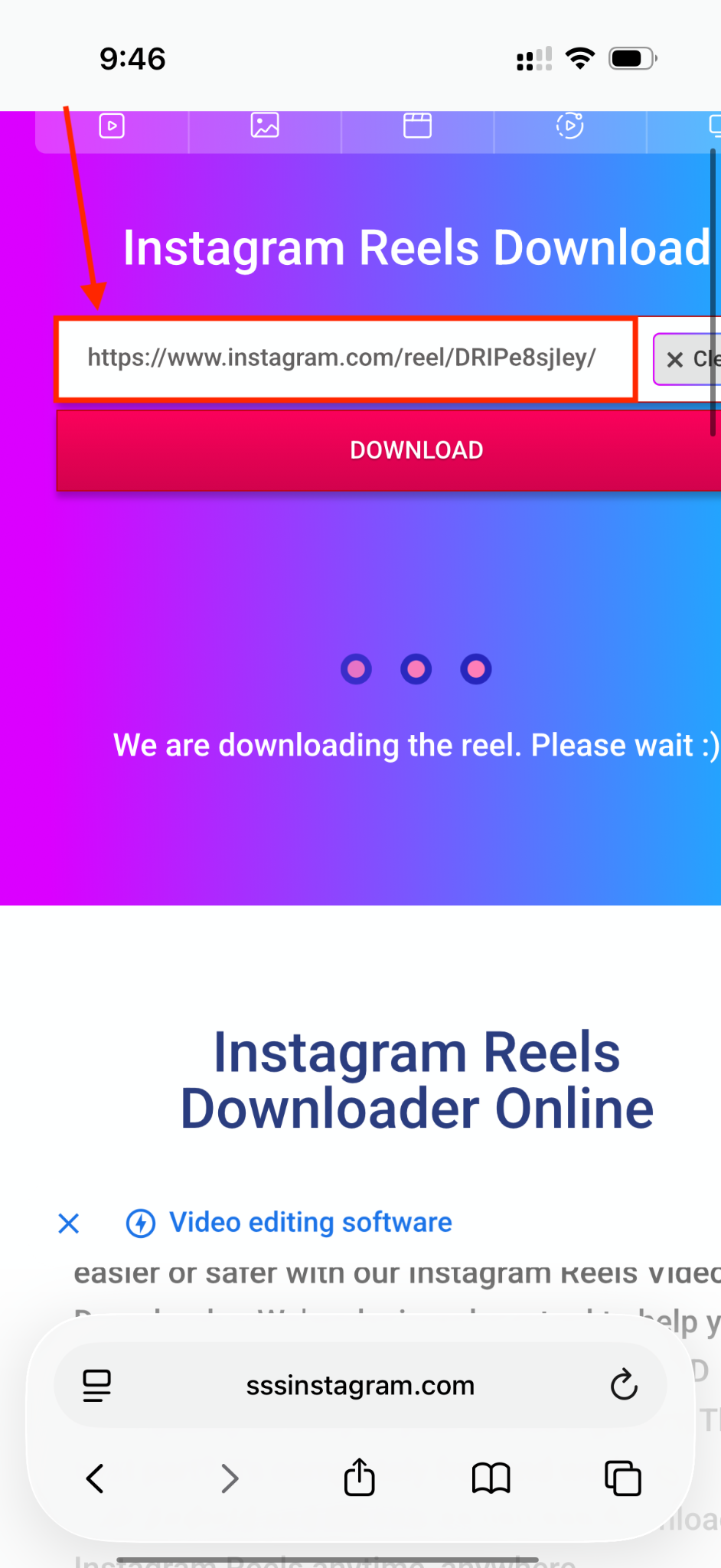 sssinstagram website paste link