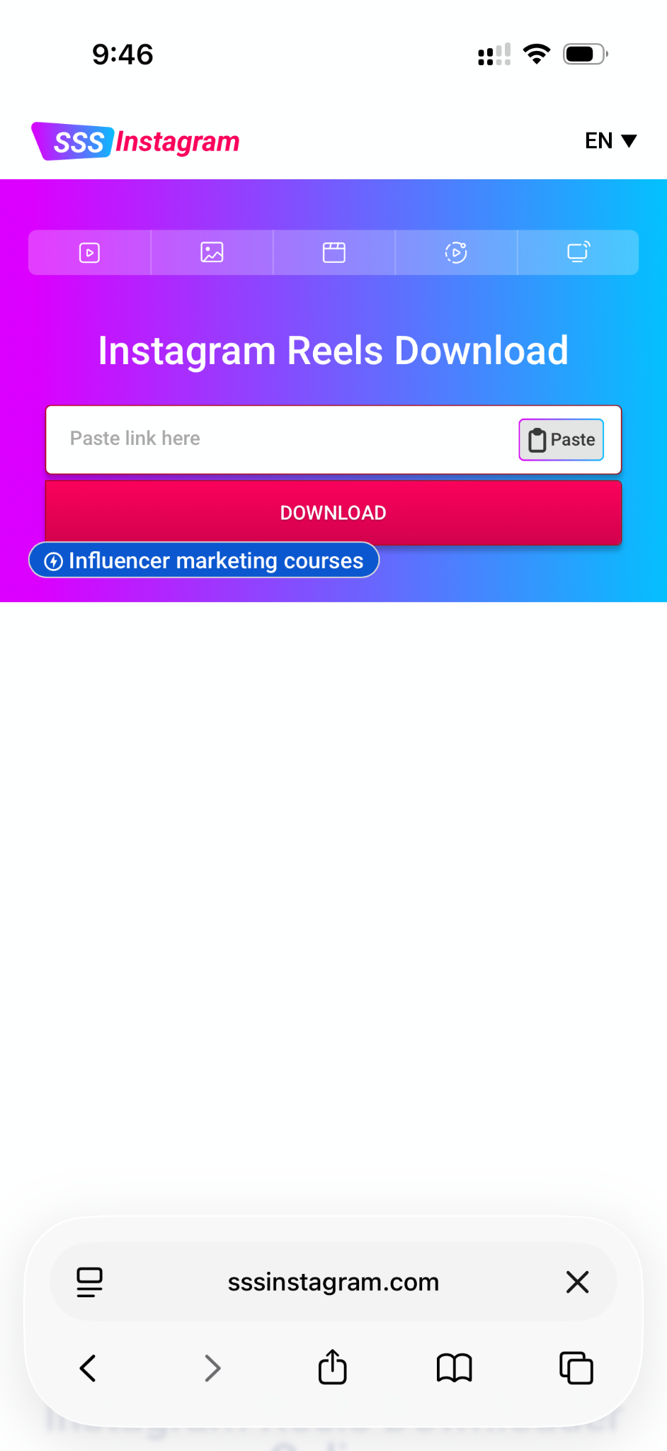 sssinstagram website search bar