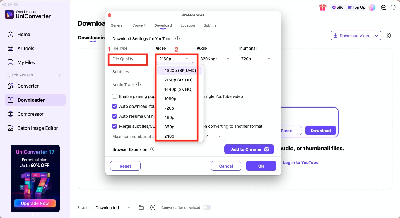 wondershare uniconverter customize output settings