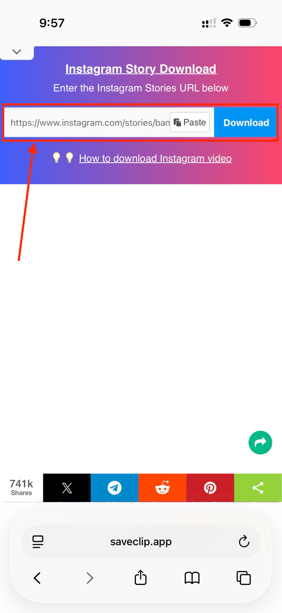 saveclip download ig story 4k mobile