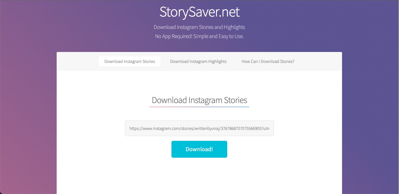 storysaver paste link