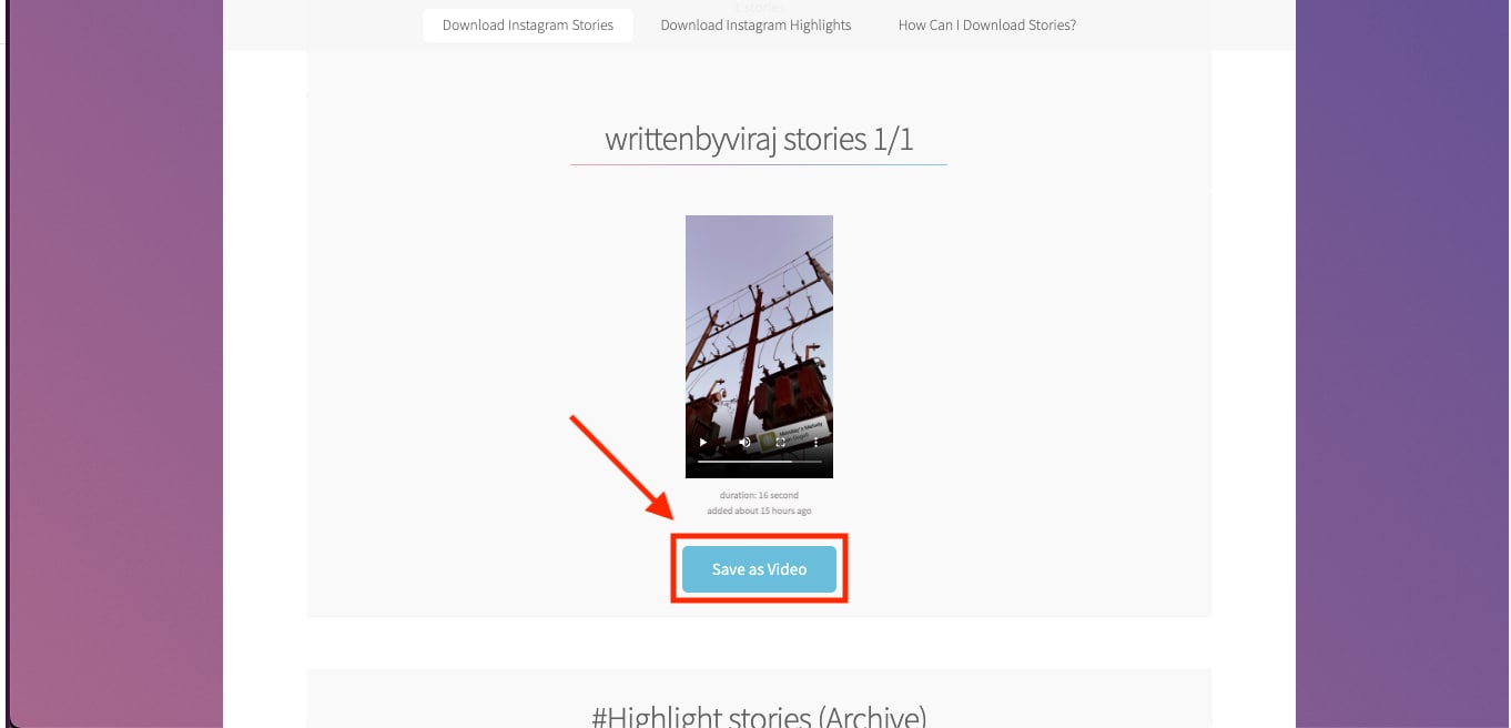 storysaver save as video