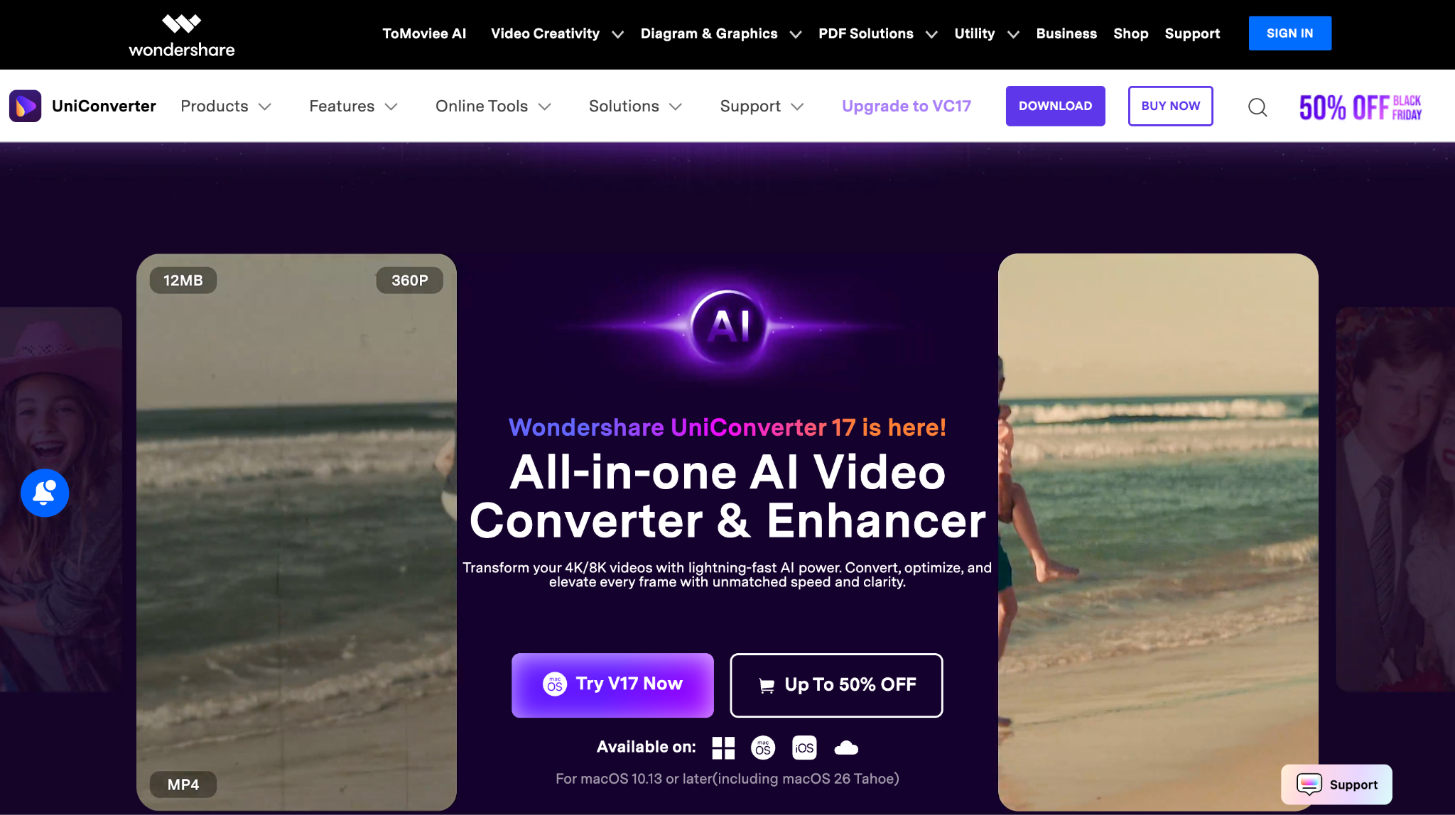 wondershare uniconverter homepage