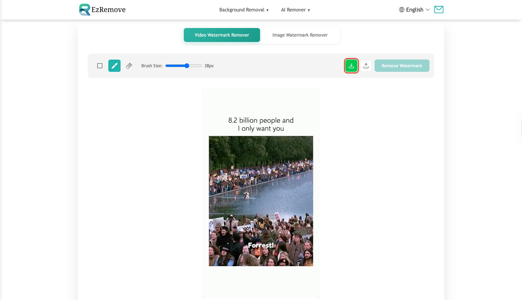 click on download icon to export