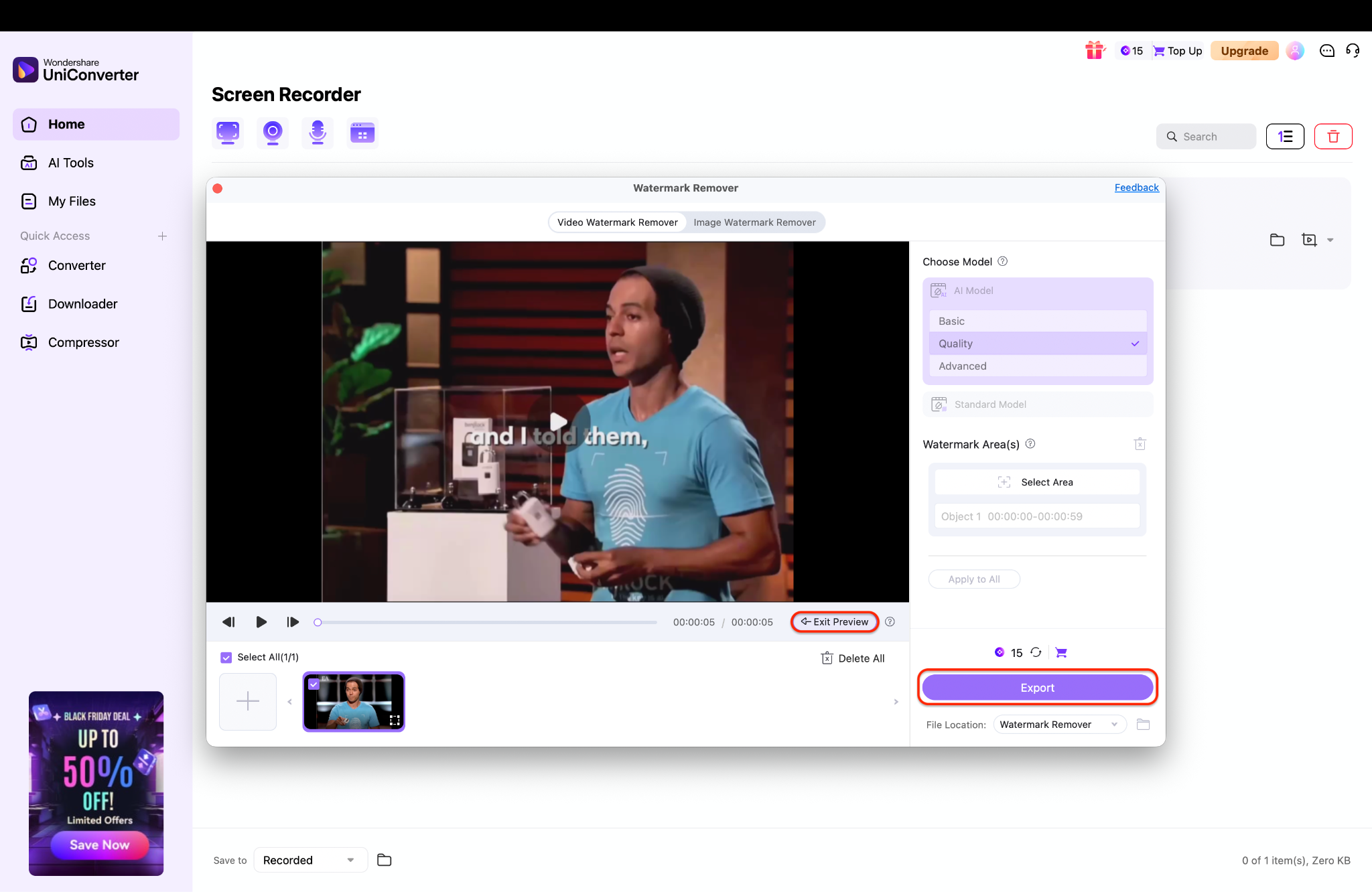 click on export to save