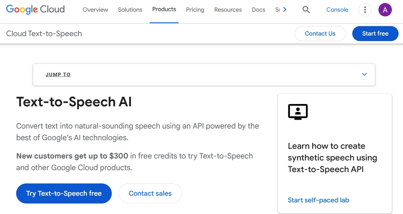 google cloud text to speech