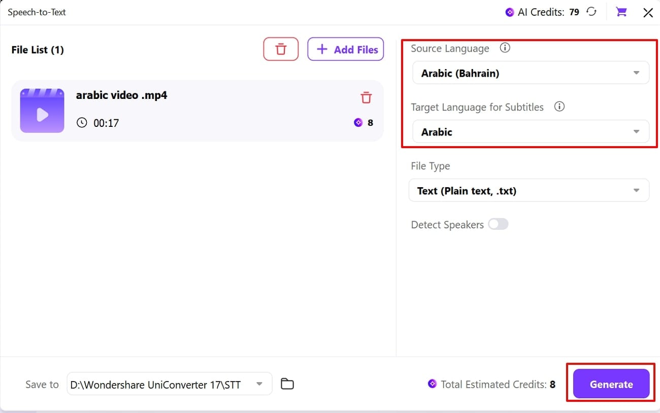 choose languages hit generate button