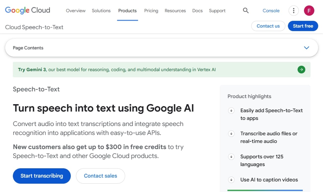 google cloud speech-to-text tool